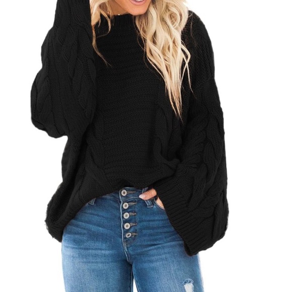 ShopEvelynne Sweaters 29 Boho Oversized Bell Sleeve Cable Knit